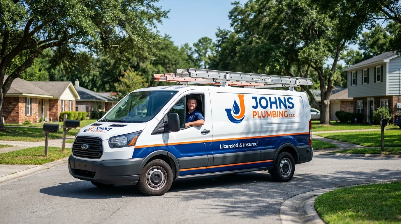 Johns Plumbing LLC service van in Lexington, MS